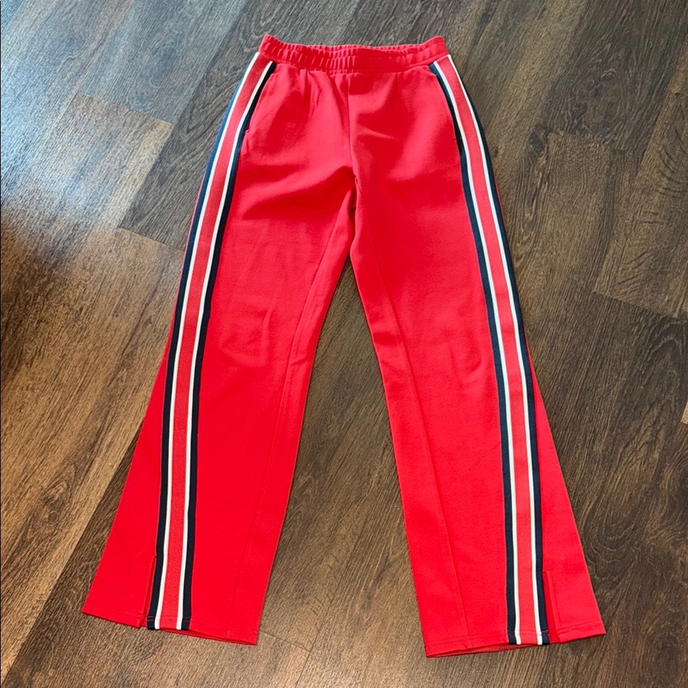 FLAWLESS The Upside Red Joggers with Bold Side Stripes
